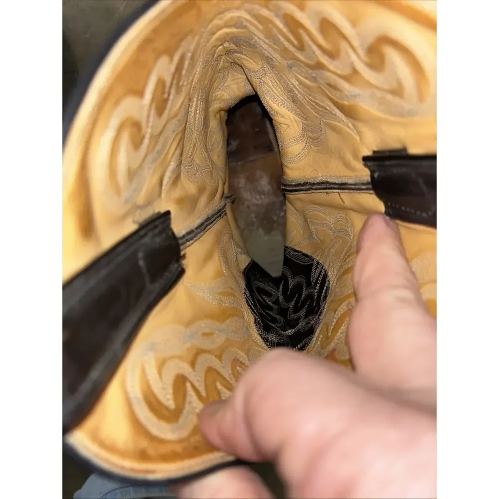 Justin Boots Black Size 11D Mens Leather Western Lizard Skin Boots Excellent